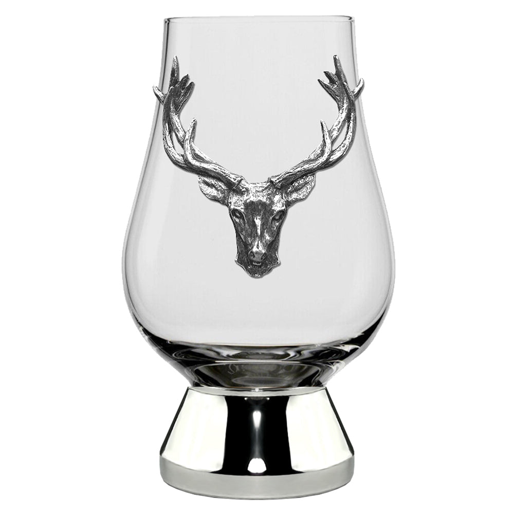 English Factory The Glencairn Whisky Glass With Pewter Base And Stag Head 200ml