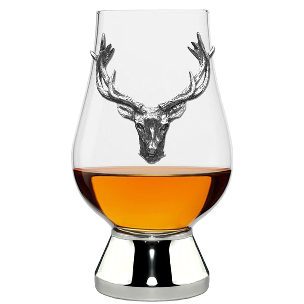 english factory The Glencairn Whisky Glass With Pewter Base and Stag Head 200ml
