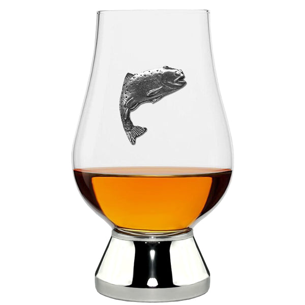 English Factory The Glencairn Whisky Glass With Pewter Base And Trout 200ml