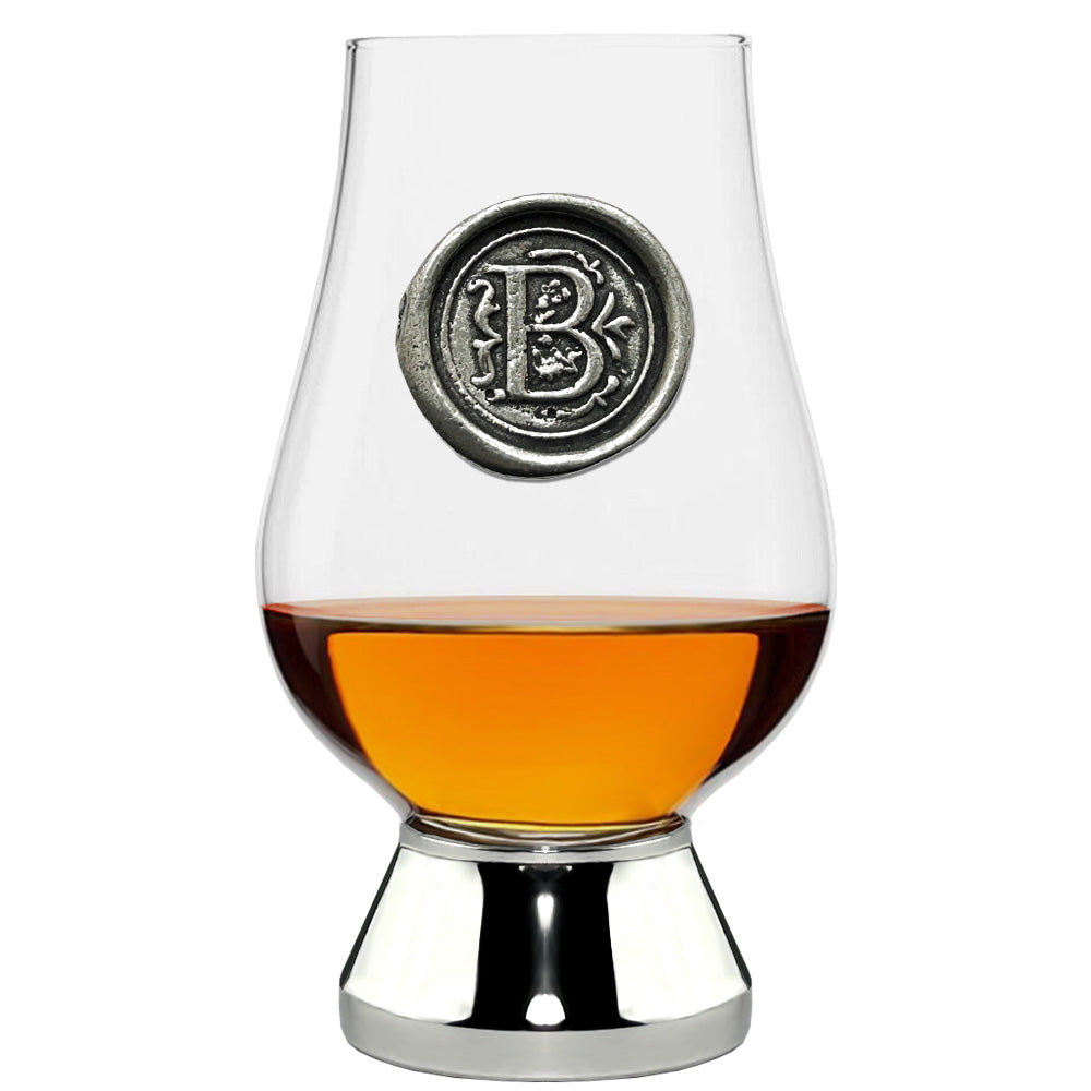 English Factory The Glencairn Whisky Glass With Pewter Monogram Initial 200ml