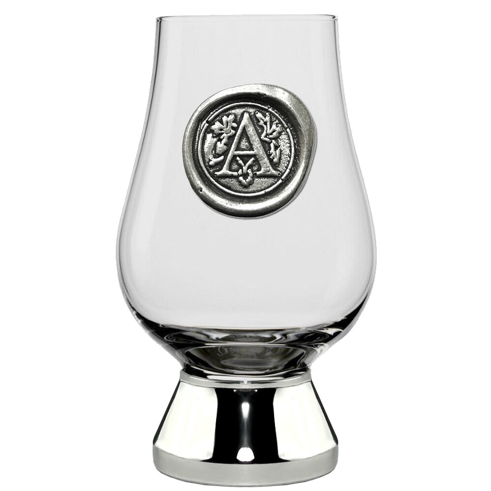 English Factory The Glencairn Whisky Glass With Pewter Monogram Initial 200ml