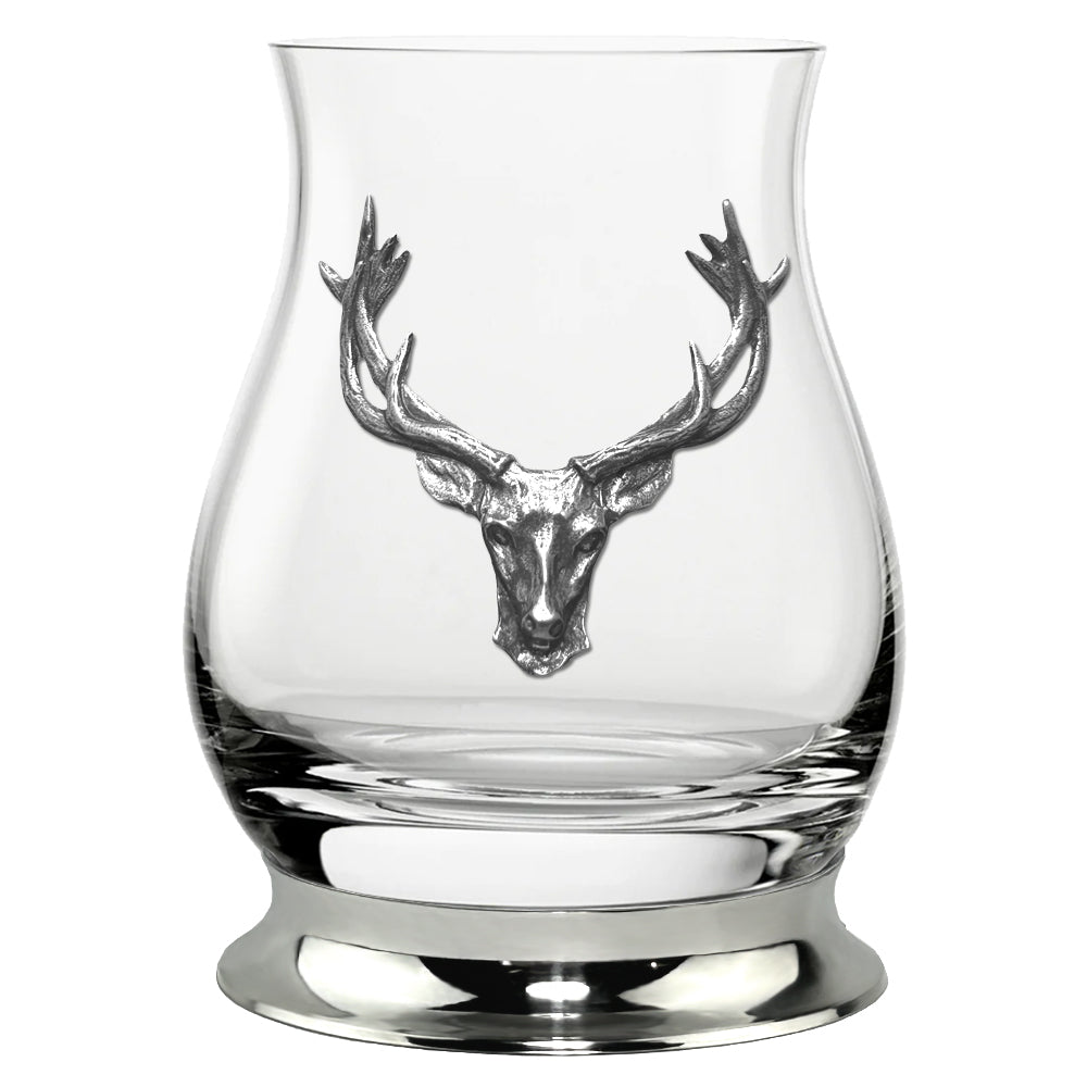 English Factory The Glencairn Whisky Mixer Glass With Pewter Base And Stag Head 350ml