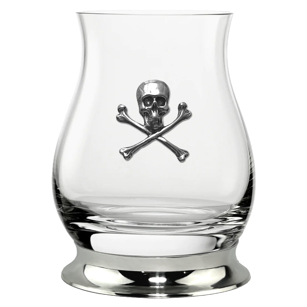 English Factory The Glencairn Whisky Mixer Glass With Pewter Base And Skull And Crossbones 350ml