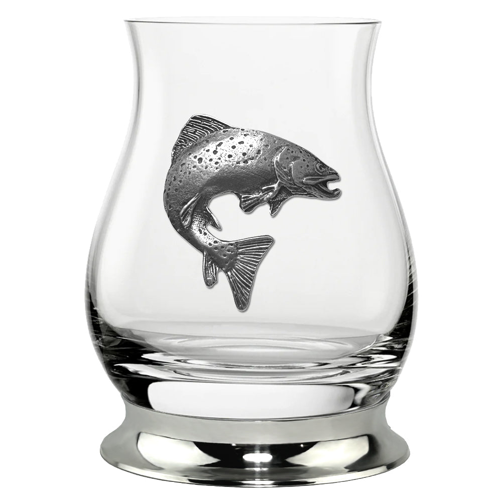 English Factory The Glencairn Whisky Mixer Glass With Pewter Base And Trout 350ml