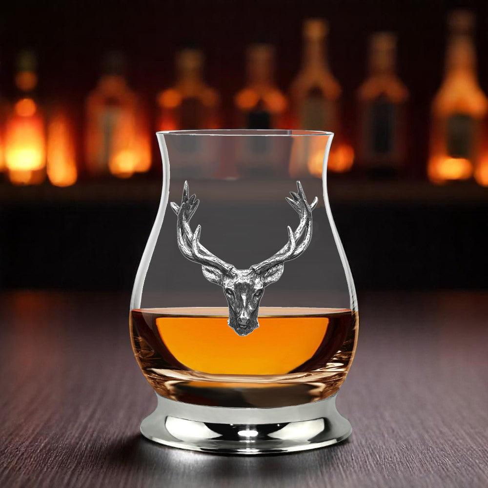 English Factory The Glencairn Whisky Mixer Glass With Pewter Base And Stag Head 350ml