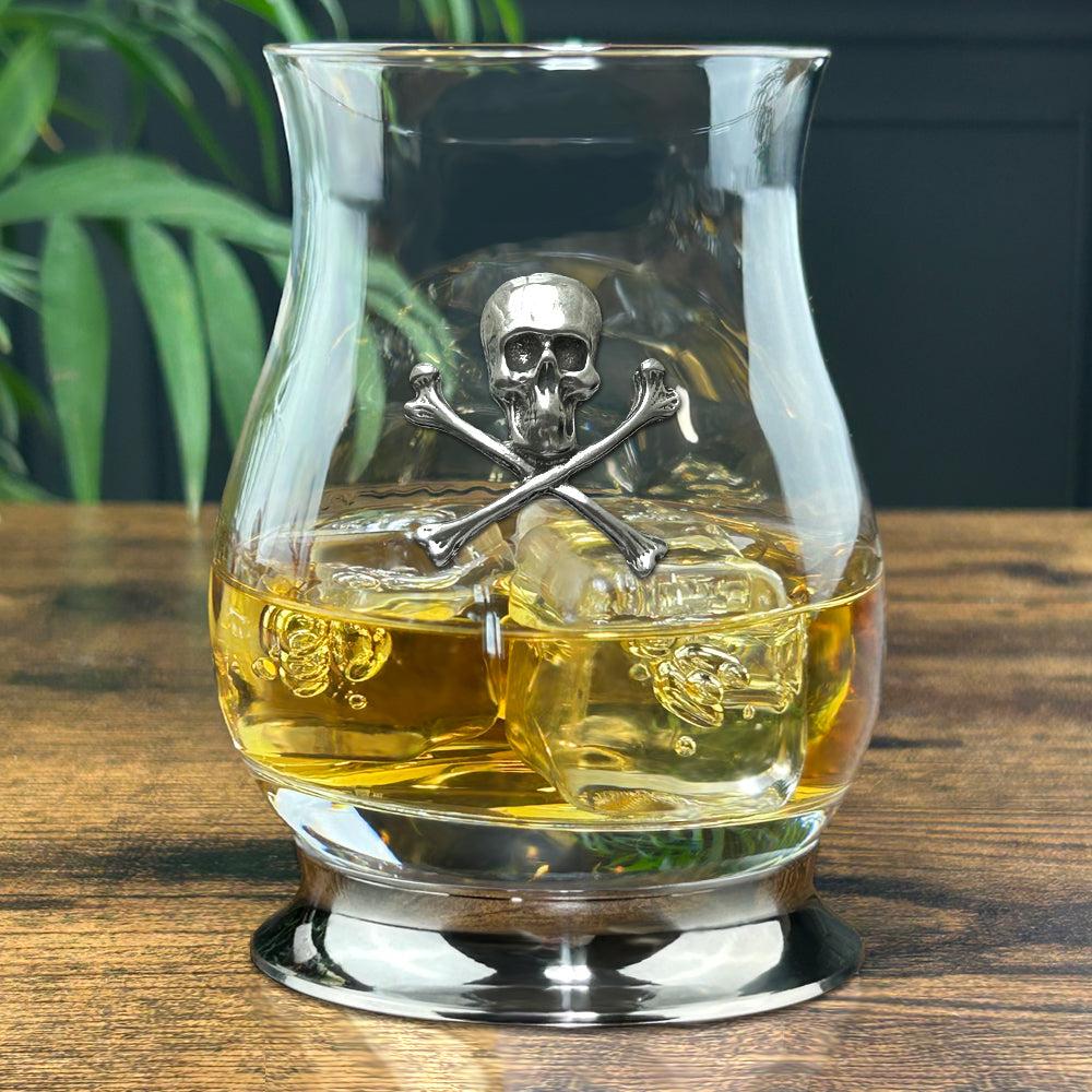 English Factory The Glencairn Whisky Mixer Glass With Pewter Base And Skull And Crossbones 350ml