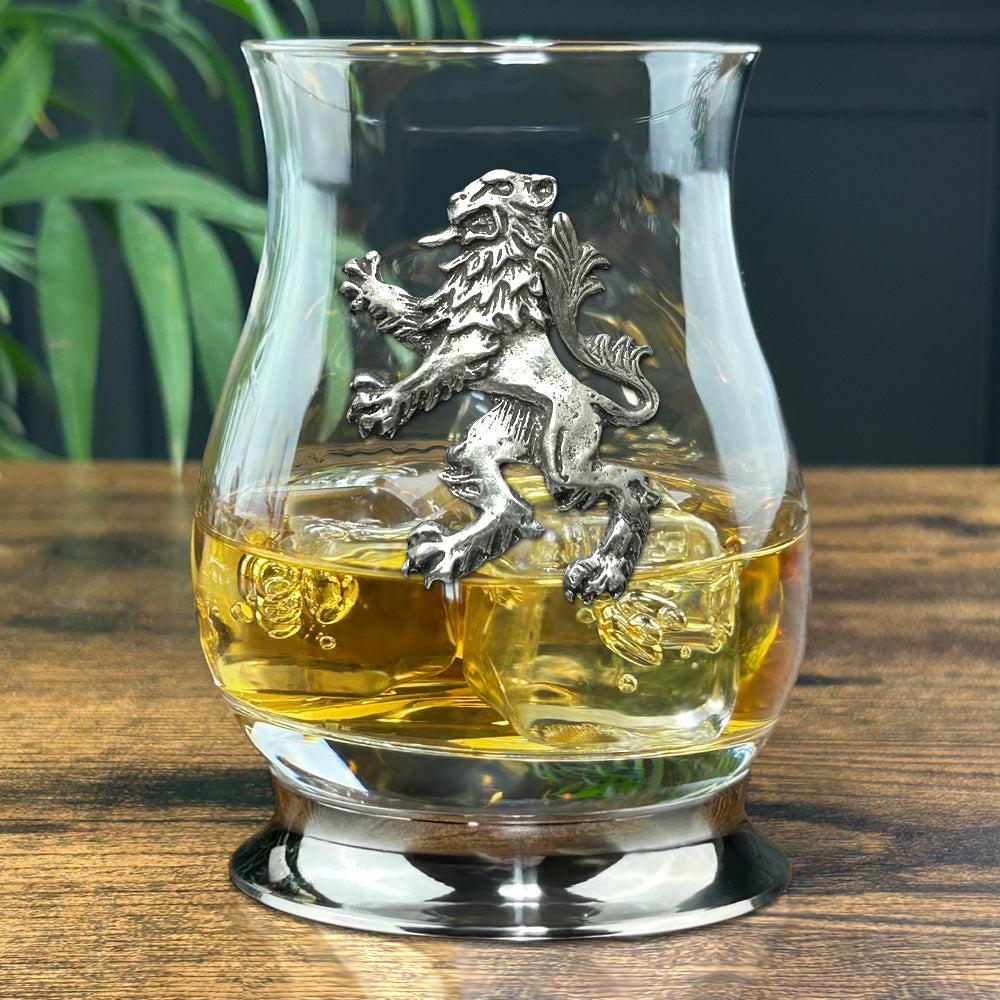 English Factory The Glencairn Whisky Mixer Glass With Pewter Base And Rampant Lion 350ml