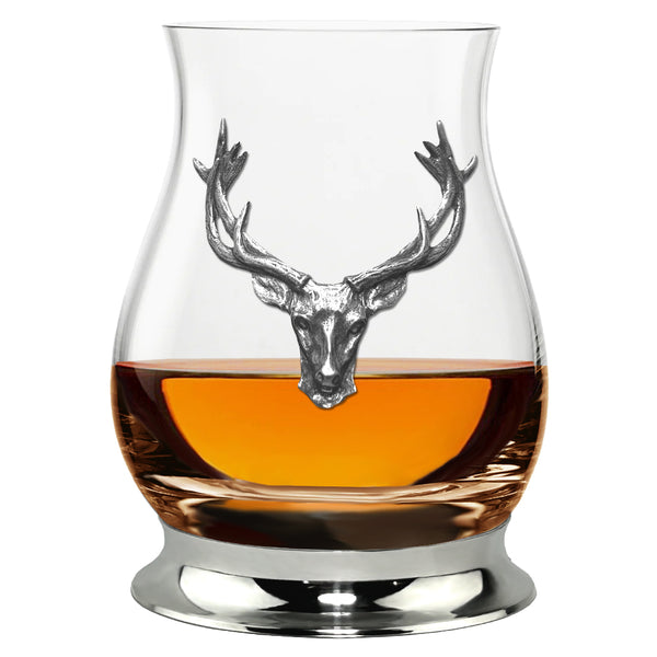 english factory The Glencairn Whisky Mixer Glass with Pewter Base and Stag Head 350ml