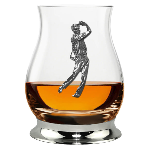 english factory The Glencairn Whisky Mixer Glass with Pewter Base and Golfer 350ml