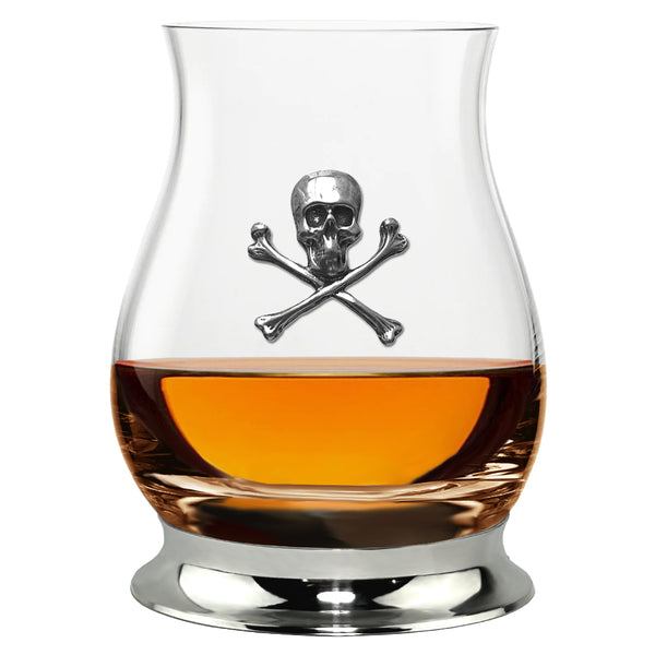 english factory The Glencairn Whisky Mixer Glass with Pewter Base and Skull and Crossbones 350ml
