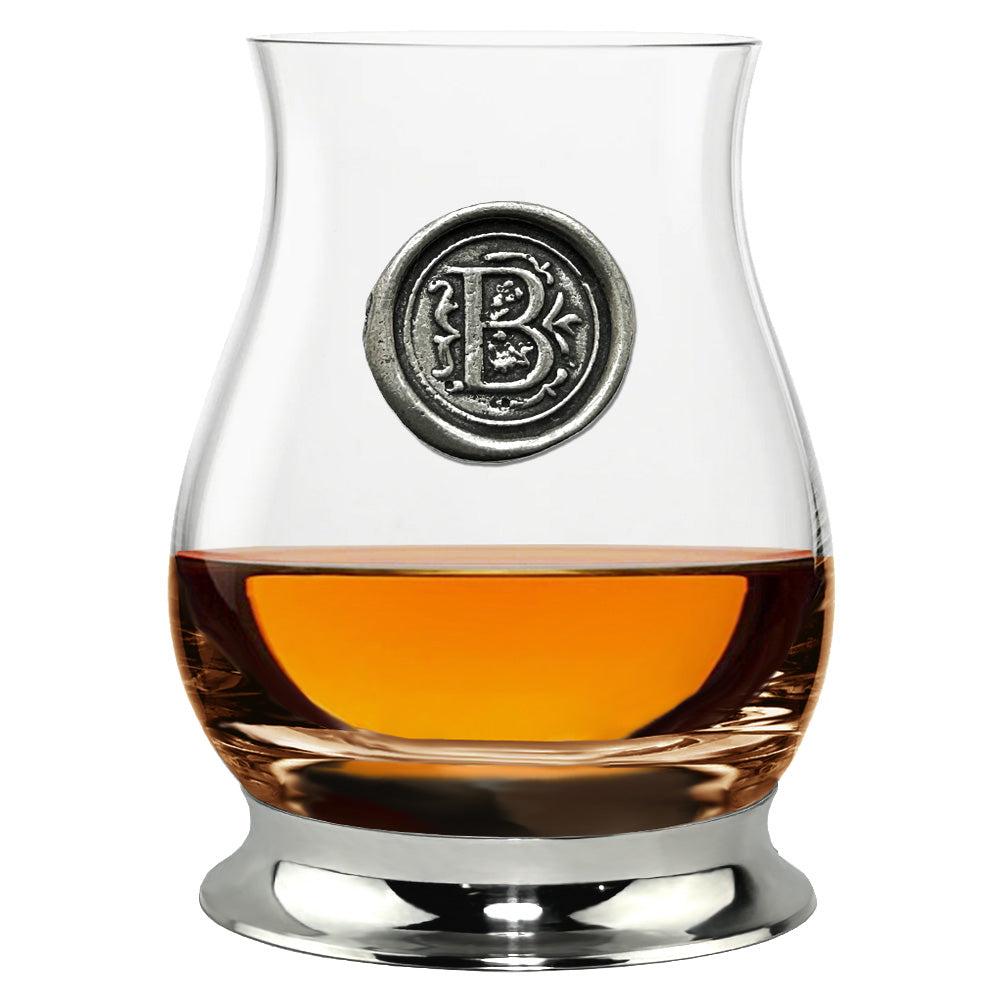 English Factory The Glencairn Whisky Mixer Glass With Pewter Monogram Initial 350ml
