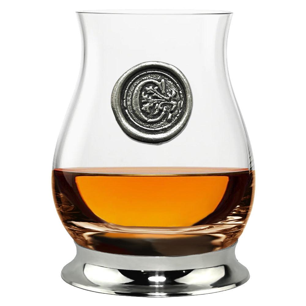 English Factory The Glencairn Whisky Mixer Glass With Pewter Monogram Initial 350ml