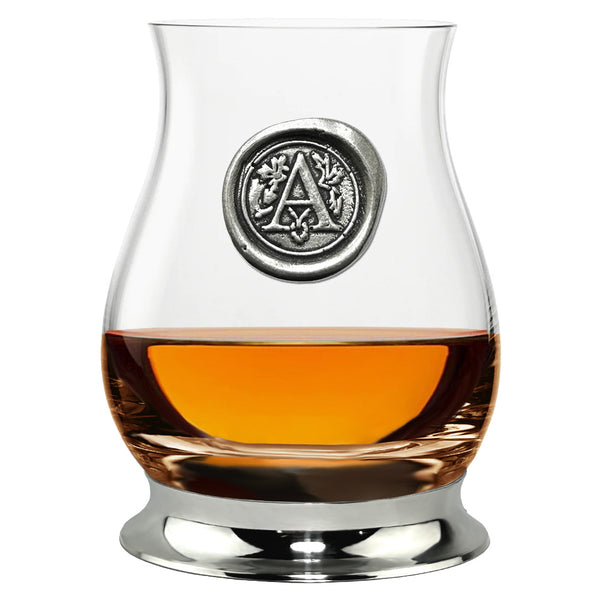 english factory The Glencairn Whisky Mixer Glass with Pewter Monogram Initial 350ml