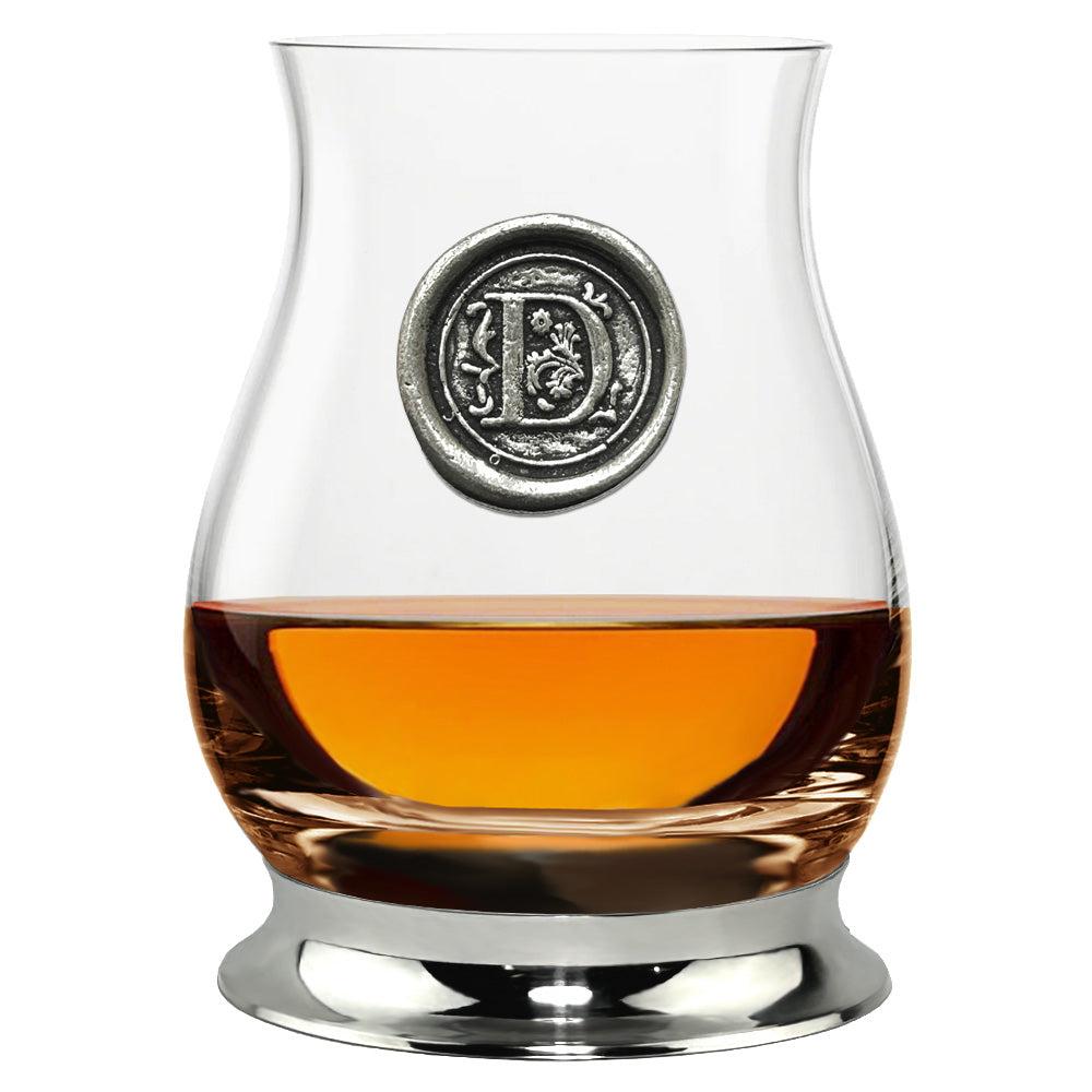 English Factory The Glencairn Whisky Mixer Glass With Pewter Monogram Initial 350ml