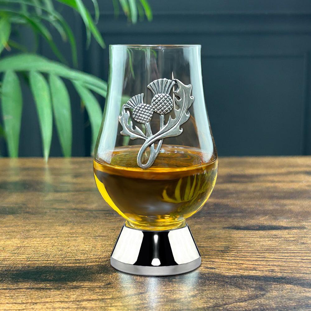 English Factory The Wee Glencairn Whisky Tasting Glass With Pewter Base And Thistle Badge 70ml