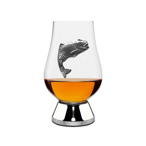 english factory The Wee Glencairn Whisky Tasting Glass with Pewter Base and Trout 70ml