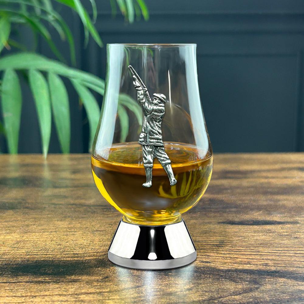 English Factory The Wee Glencairn Whisky Tasting Glass With Pewter Base And Shooting Badge 70ml