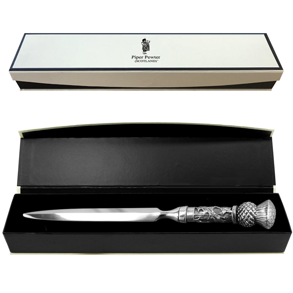 English Factory THISTLE HANDLE PEWTER LETTER OPENER KNIFE