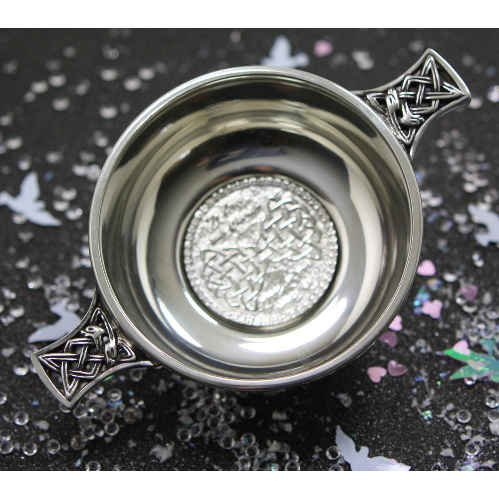 English Factory "To Love & Cherish" Wedding Pewter Quaich Bowl