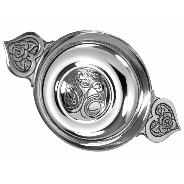 english factory Wedding Loving Bowl Heart Handle Pewter Quaich Bowl
