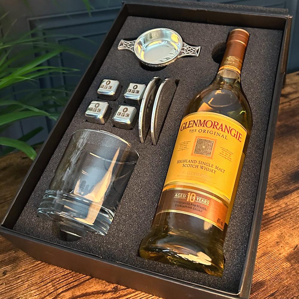 English Factory Whisky Double Set 5- 1x 11oz Whisky Glass Whisky Stones & 2x Pewter Coasters And Pewter Quaich Bowl