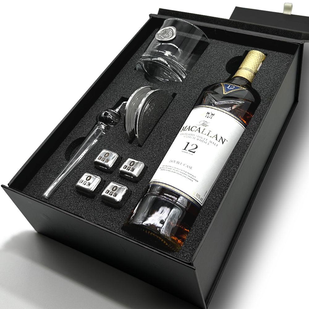 English Factory Whisky Double Set 7- Personalised Whisky Glass Whisky Pipette Whisky Stones 2x Coasters