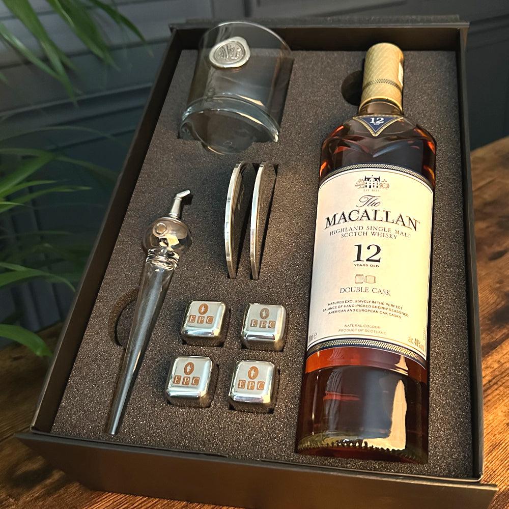 English Factory Whisky Double Set 7- Personalised Whisky Glass Whisky Pipette Whisky Stones 2x Coasters