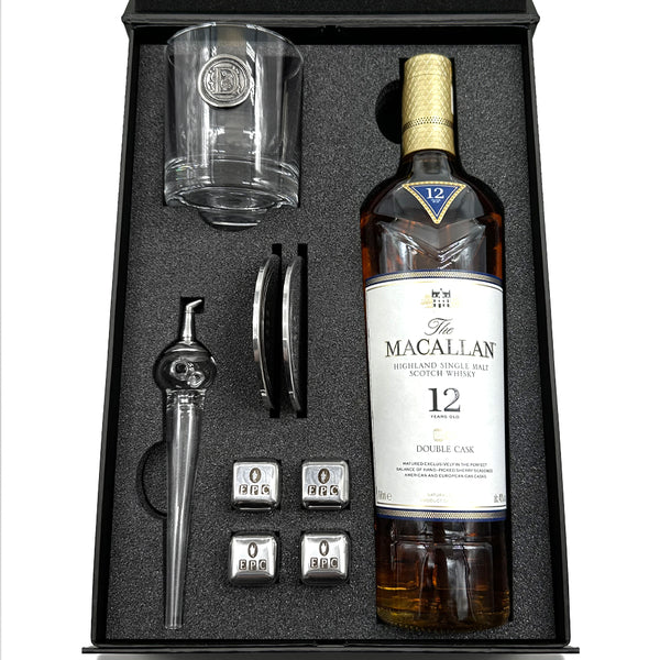 english factory Whisky Double Set 7- Personalised Whisky Glass Whisky Pipette Whisky Stones 2x Coasters