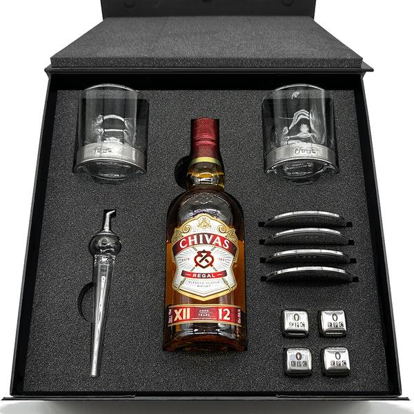 english factory Whisky Triple Set 2- 2x Vouge Whisky Tumblers Whisky Pipette Whisky Stones 4x Pewter Coasters
