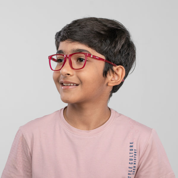 Enrico Bluno Bob Square Computer Glasses For Kids Red Ice