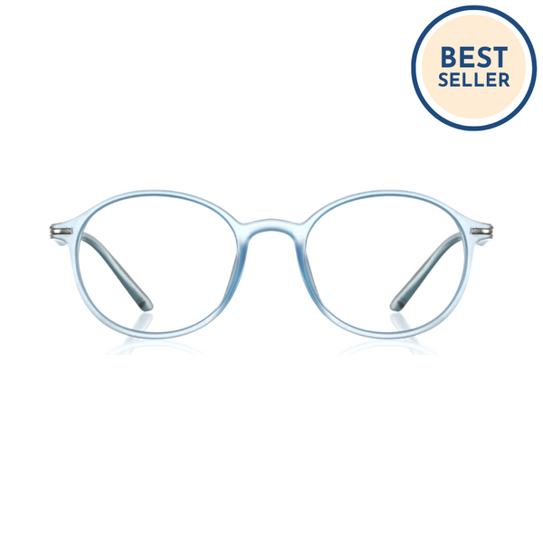 enrico Bluno Candy Round Computer Glasses for Men (Unisex) Blue Ice