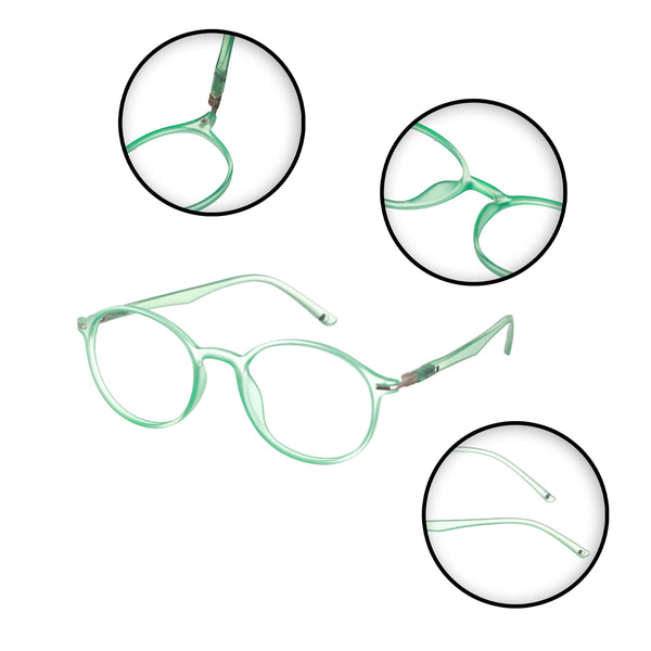 Enrico Bluno Candy Round Computer Glasses For Men (Unisex) Green Ice