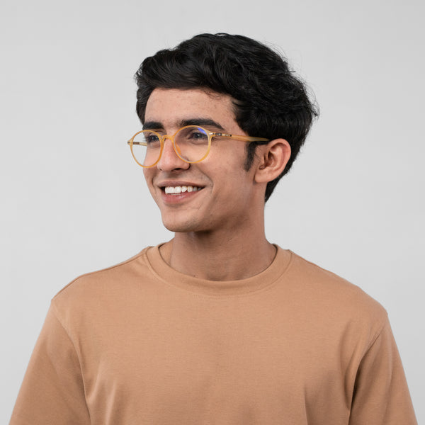 Enrico Bluno Candy Round Computer Glasses For Men (Unisex) Yellow Ice