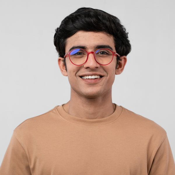 Enrico Bluno Candy Round Computer Glasses For Men (Unisex) Red Ice