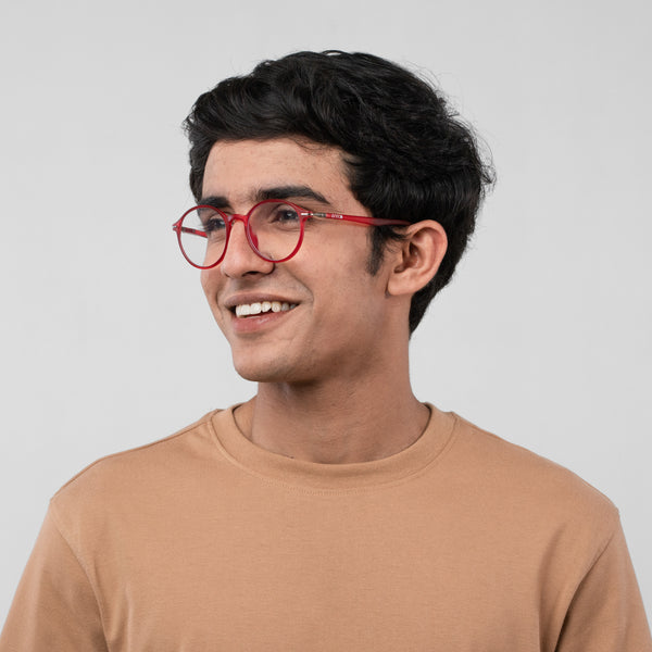 Enrico Bluno Candy Round Computer Glasses For Men (Unisex) Red Ice