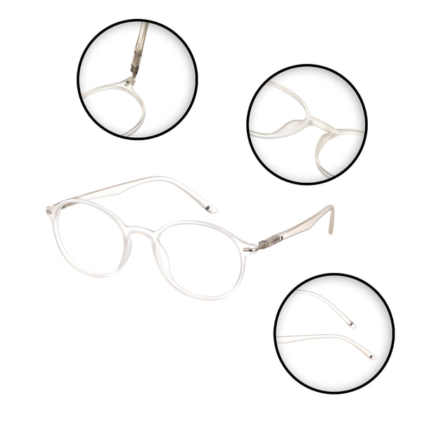 Enrico Bluno Candy Round Computer Glasses For Men (Unisex) Clear Ice