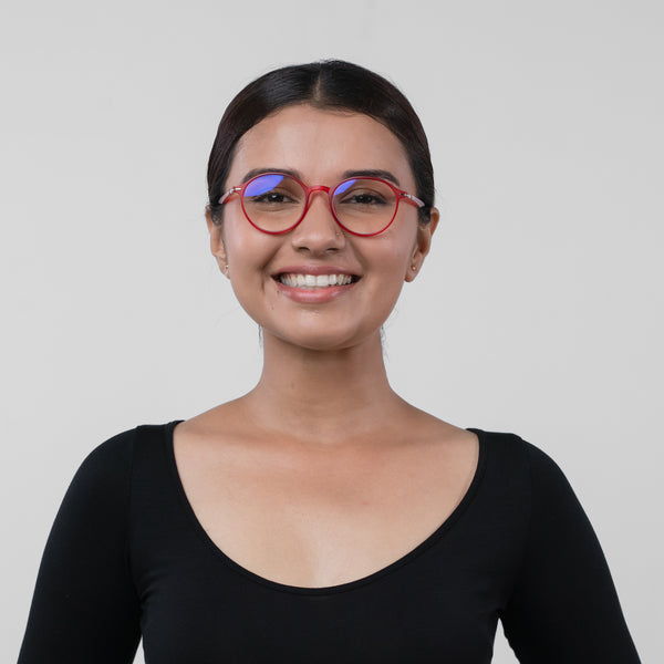 Enrico Bluno Candy Round Computer Glasses For Women (Unisex) Red Ice