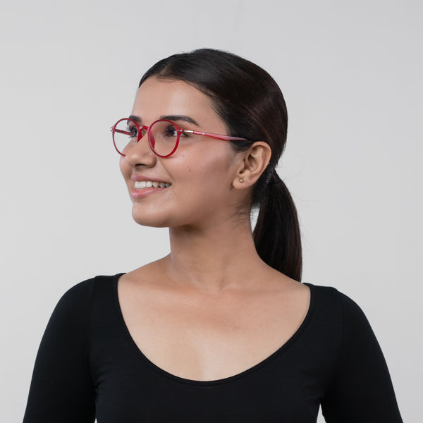 Enrico Bluno Candy Round Computer Glasses For Women (Unisex) Red Ice