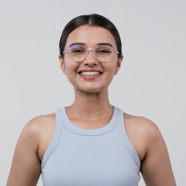 Enrico Bluno Candy Round Computer Glasses For Women (Unisex) Clear Ice