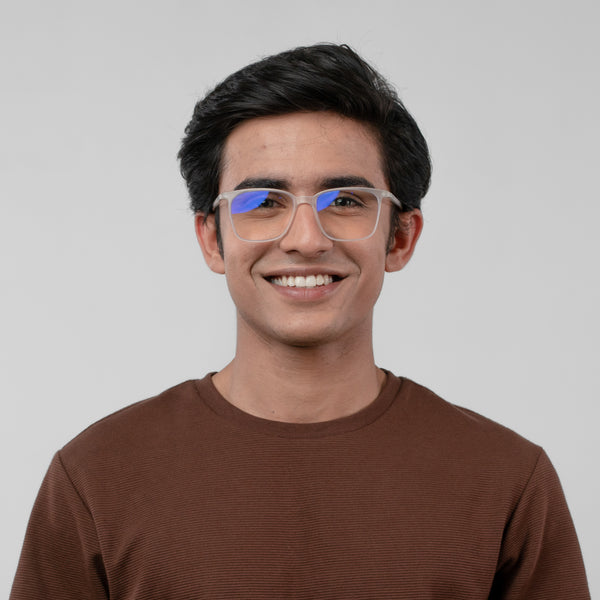 Enrico Bluno Candy Square Computer Glasses For Men (Unisex) Clear Ice