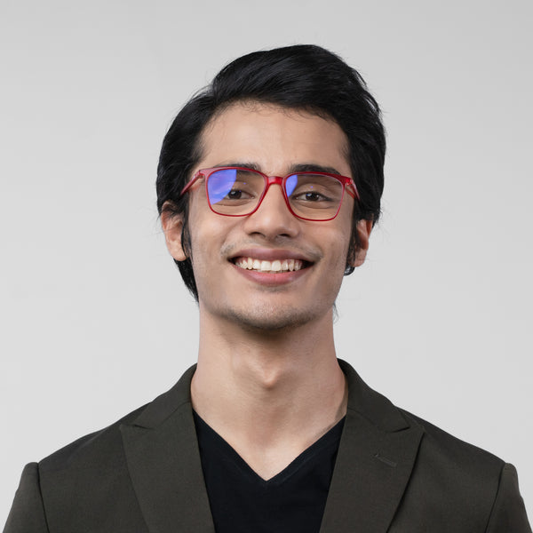 Enrico Bluno Candy Square Computer Glasses For Men (Unisex) Red Ice