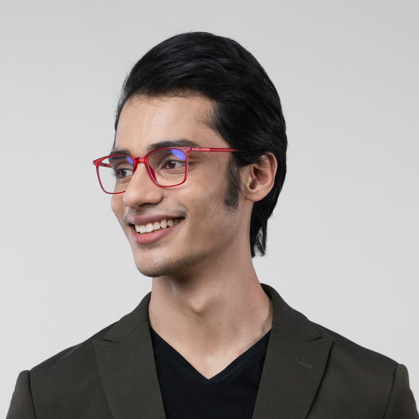 Enrico Bluno Candy Square Computer Glasses For Men (Unisex) Red Ice