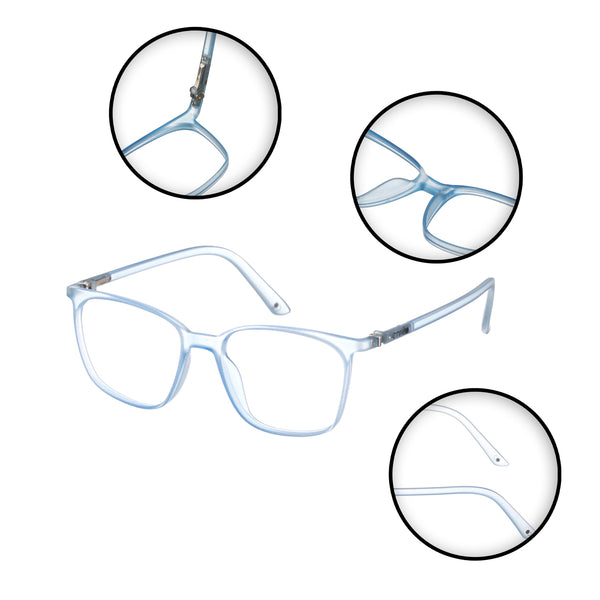 Enrico Bluno Candy Square Computer Glasses For Women (Unisex) Blue Ice