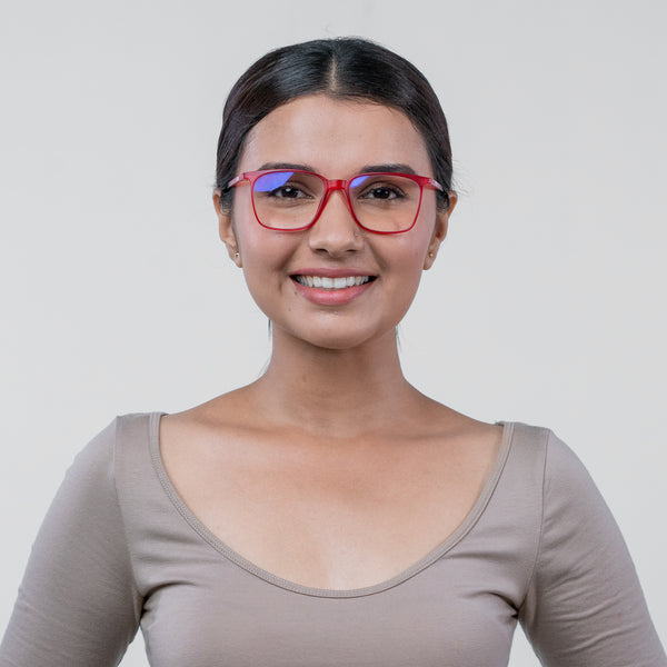 Enrico Bluno Candy Square Computer Glasses For Women (Unisex) Red Ice