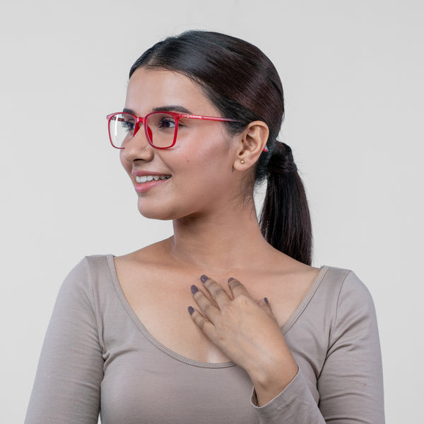 Enrico Bluno Candy Square Computer Glasses For Women (Unisex) Red Ice