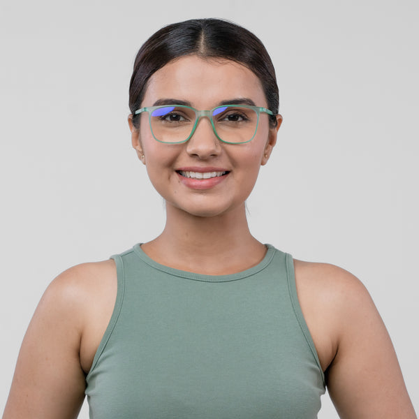Enrico Bluno Candy Square Computer Glasses For Women (Unisex) Green Ice