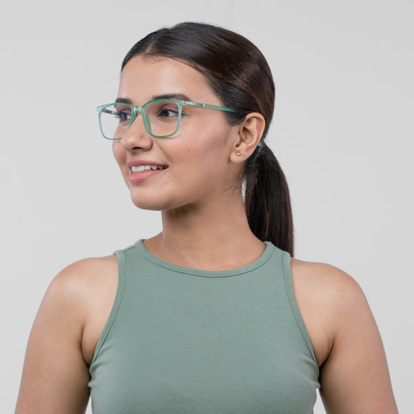 Enrico Bluno Candy Square Computer Glasses For Women (Unisex) Green Ice