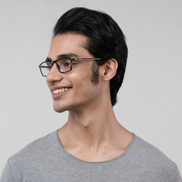 Enrico Bluno Daily Rectangle Computer Glasses For Men (Unisex) Black