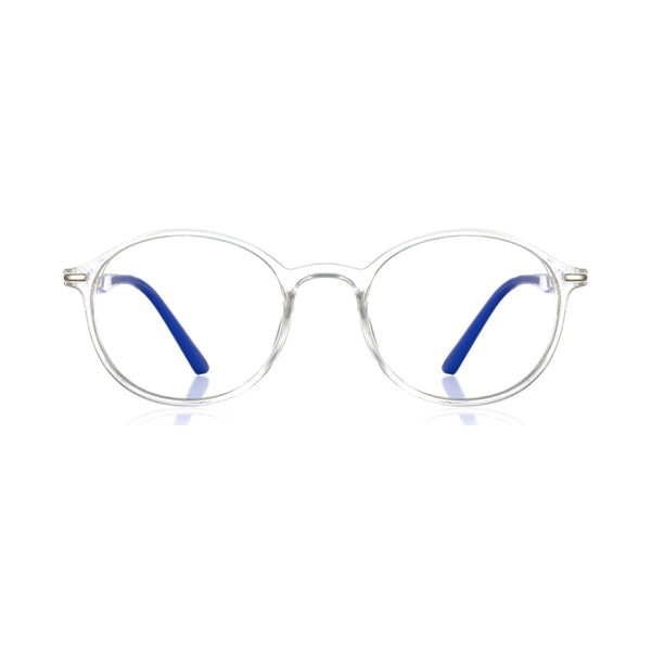 enrico Bluno Daily Round Computer Glasses for Men (Unisex) Transparent Blue