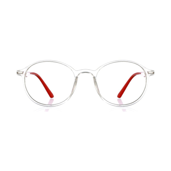 enrico Bluno Daily Round Computer Glasses for Men (Unisex) Transparent Red